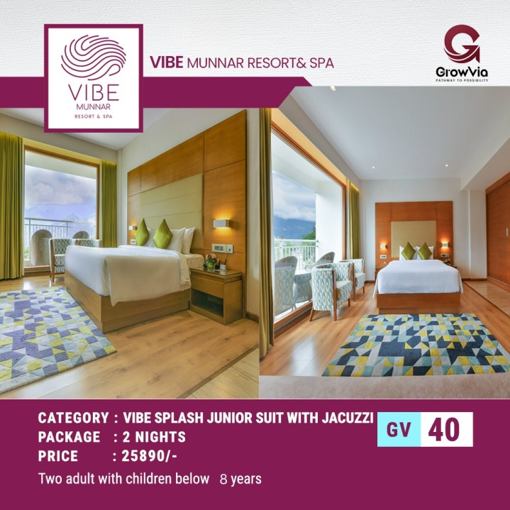 VIBE MUNNAR RESORT &SPA  2 NIGHT  ( VIBE SPLASH JUNIOR SUIT WITH JACUZZI)