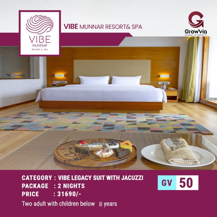 VIBE MUNNAR RESORT &SPA- 2 NIGHT  (VIBE  LEGACY SUIT WITH JACUZZI)